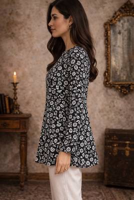  floral digital print muslin silk blend tunic 3