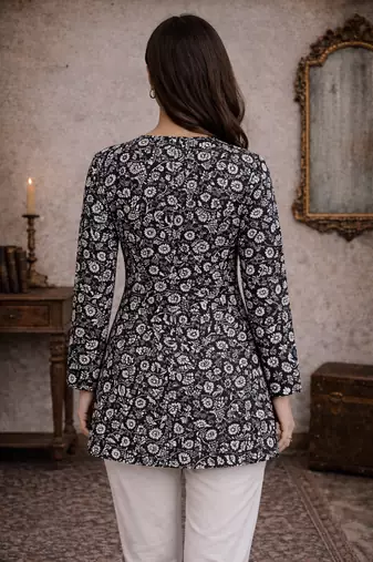 floral digital print muslin silk blend tunic
