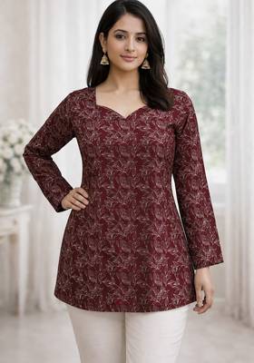  floral digital print muslin silk tunic / stylish short kurti for grilish 1
