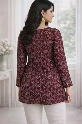  floral digital print muslin silk blend tunic