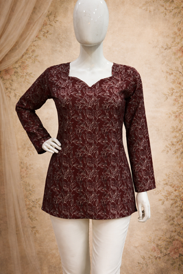  floral digital print muslin silk tunic / stylish short kurti for grilish 5