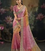 pure crepe four dye saree with zari moti cut dana work