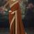 Dark orange pure muga silk saree with zari & metal sequin heavy work