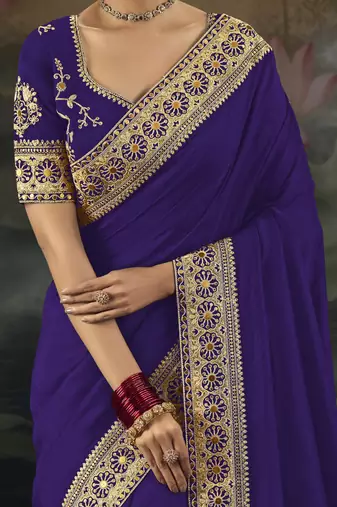 purple muga silk blend work saree with zari and metal sequin work