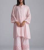 crystal pink mul mul kurta palazzo co-ord set for women