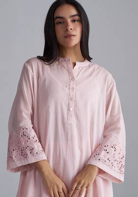 crystal pink mul mul kurta palazzo co-ord set for women 4