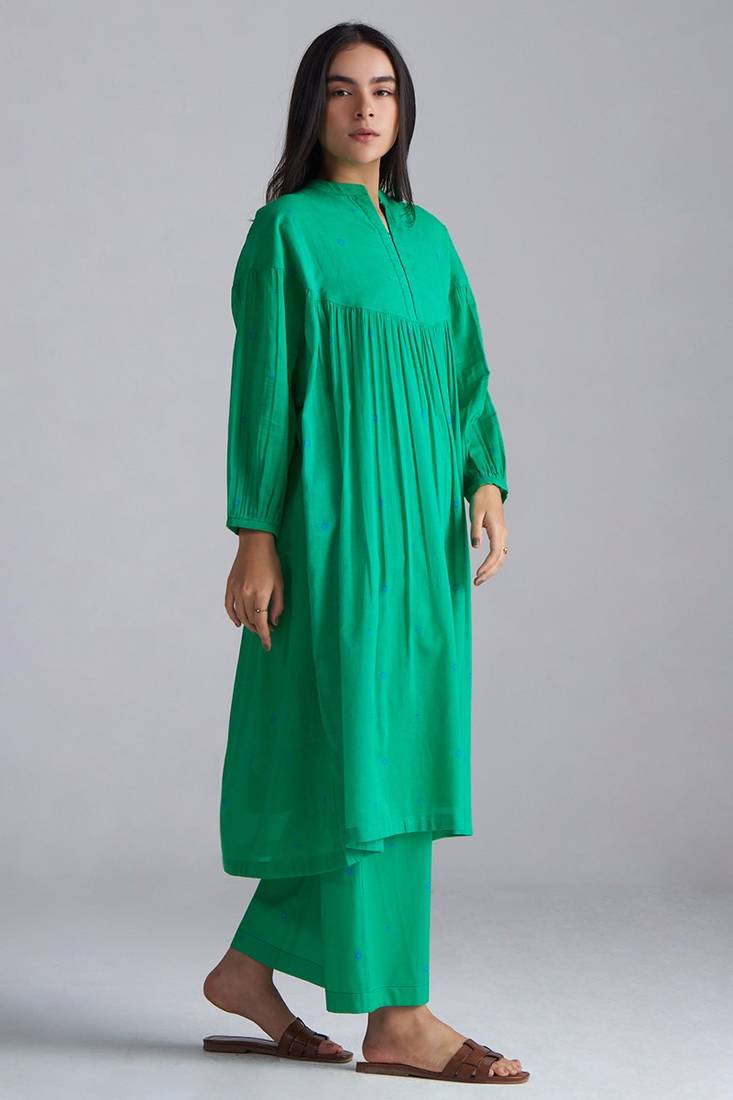 holly green mul mul kurta palazzo co-ord set for women