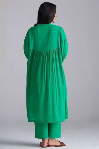 holly green mul mul kurta palazzo co-ord set for women