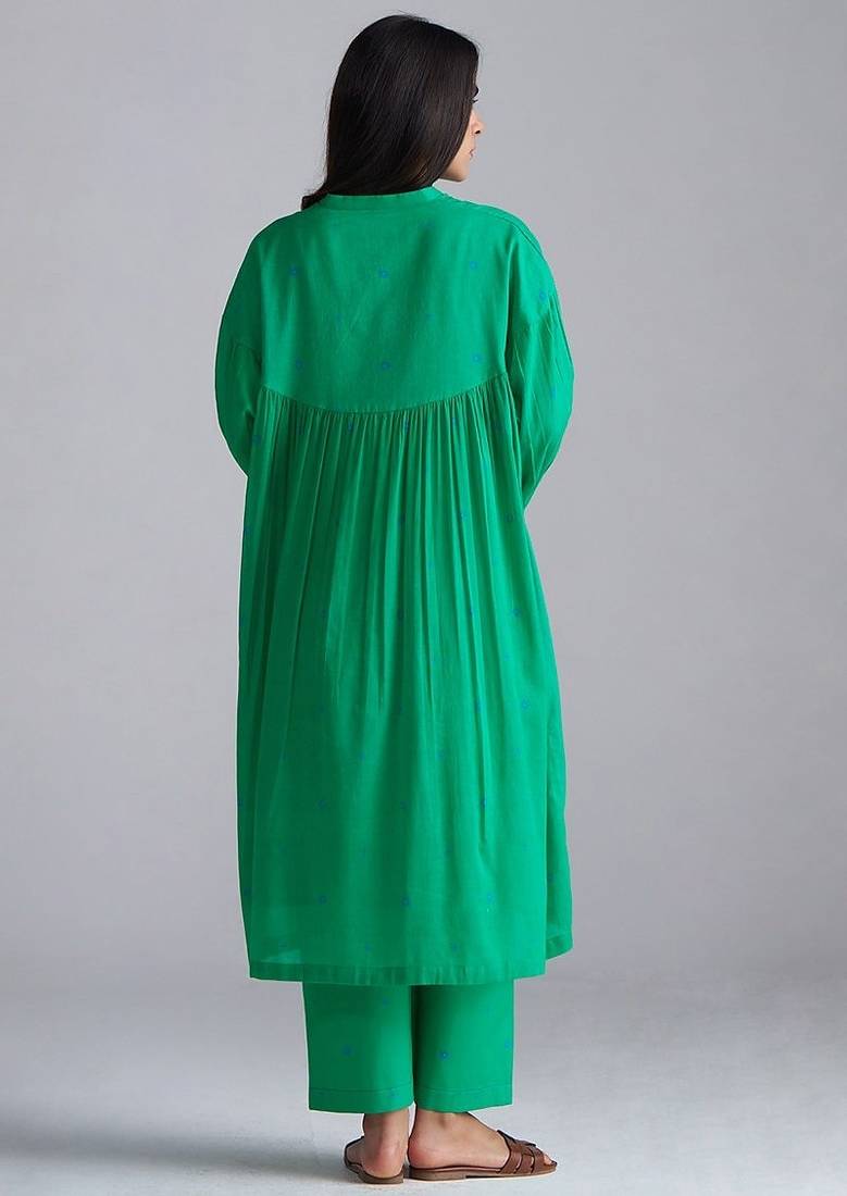 holly green mul mul kurta palazzo co-ord set for women