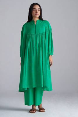 holly green mul mul kurta palazzo co-ord set for women 1