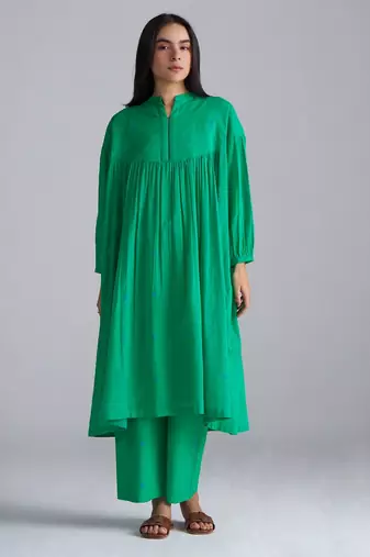 holly green mul mul kurta palazzo co-ord set for women