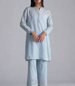 chalk blue mul mul co-ord set for women