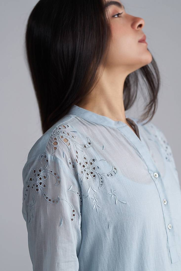 chalk blue mul mul co-ord set for women