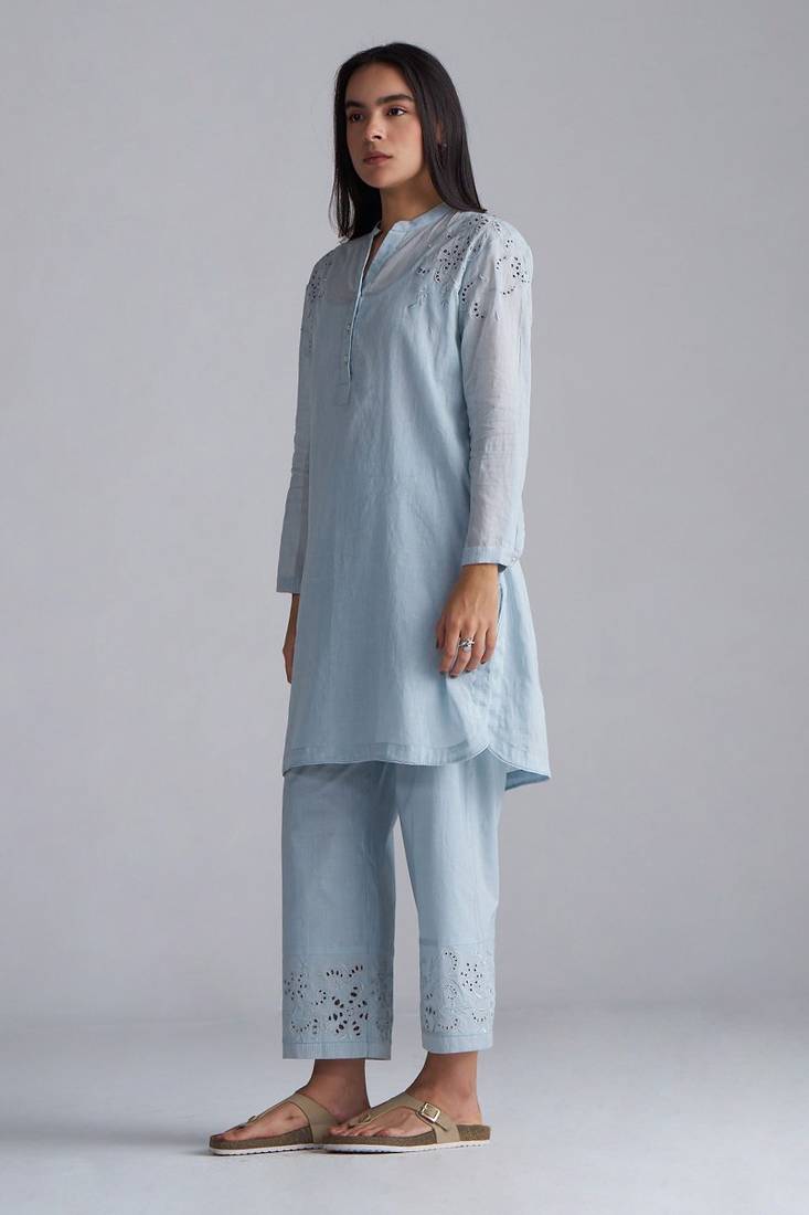 chalk blue mul mul co-ord set for women