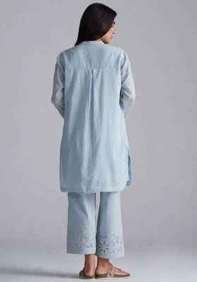 chalk blue mul mul co-ord set for women 5