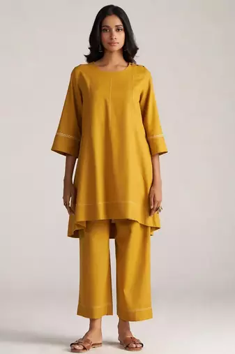mustard yellow linen co-ord set for women
