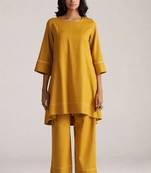 mustard yellow linen co-ord set for women