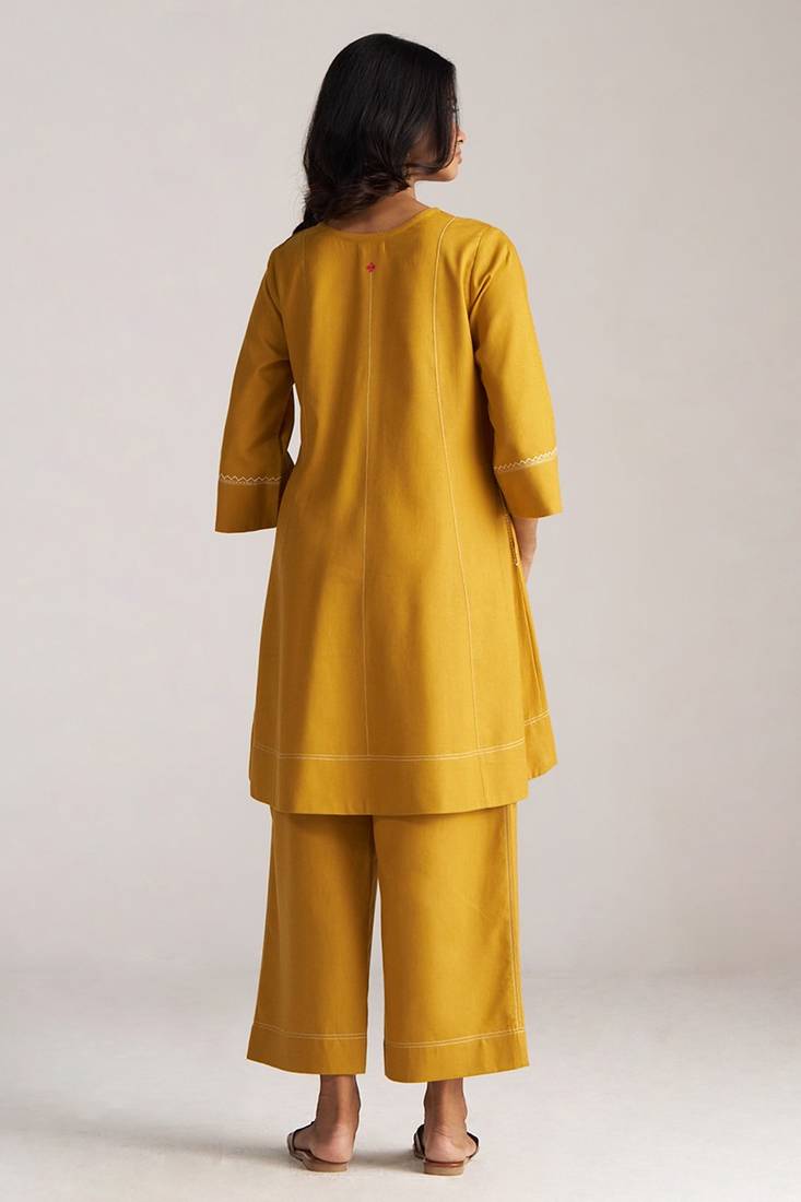 mustard yellow linen co-ord set for women
