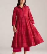 samba red cotton co-ord set for women