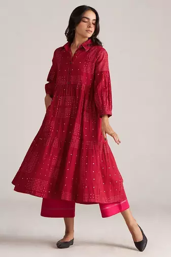 samba red cotton co-ord set for women