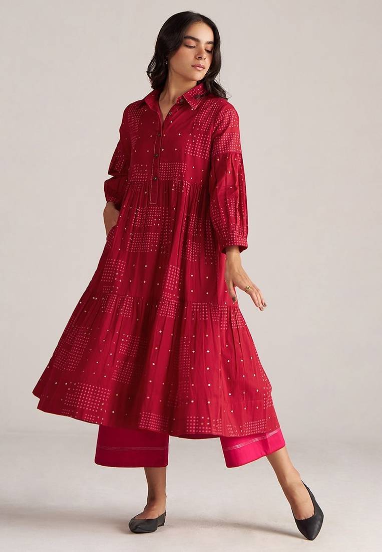 samba red cotton co-ord set for women