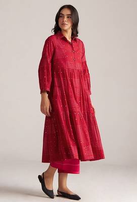 samba red cotton co-ord set for women 4