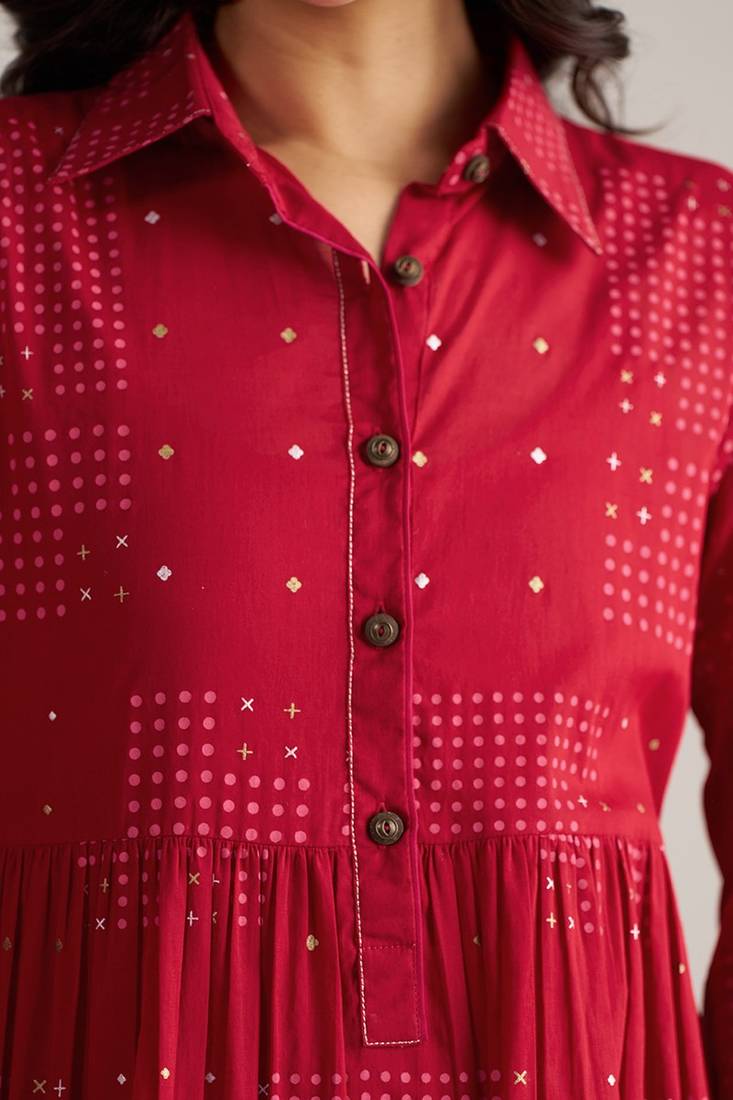 samba red cotton co-ord set for women