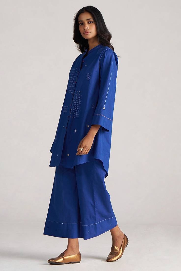 blue cotton co-ord set with simple design
