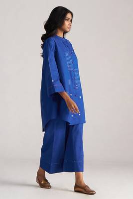 blue cotton co-ord set with simple design 3