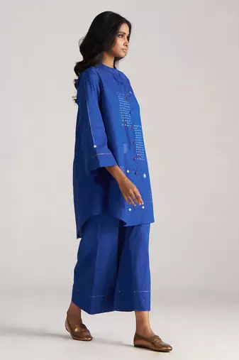 blue cotton co-ord set with simple design