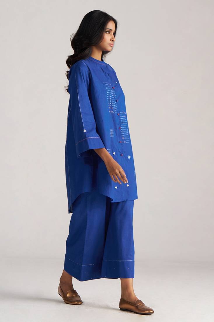 blue cotton co-ord set with simple design