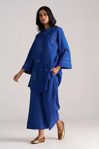 blue cotton co-ord set with simple design