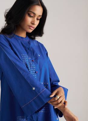 blue cotton co-ord set with simple design 5