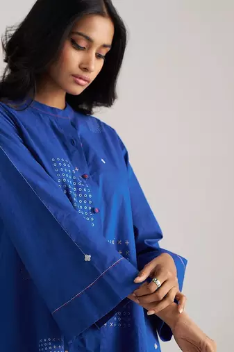 blue cotton co-ord set with simple design