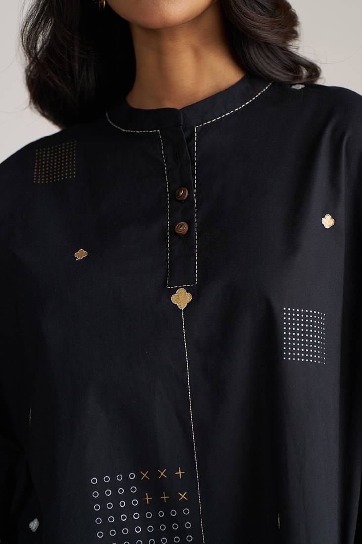 black cotton co-ord outfit for women