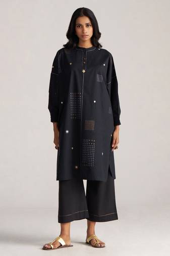 black cotton co-ord outfit for women