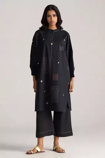 black cotton co-ord outfit for women