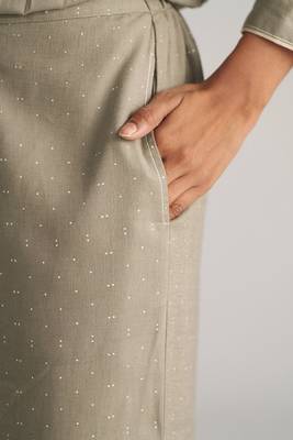 grey linen co-ord set with full sleeve style 5