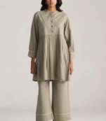 grey linen co-ord set with full sleeve style