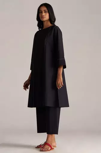 black cotton co-ord set with full sleeve style