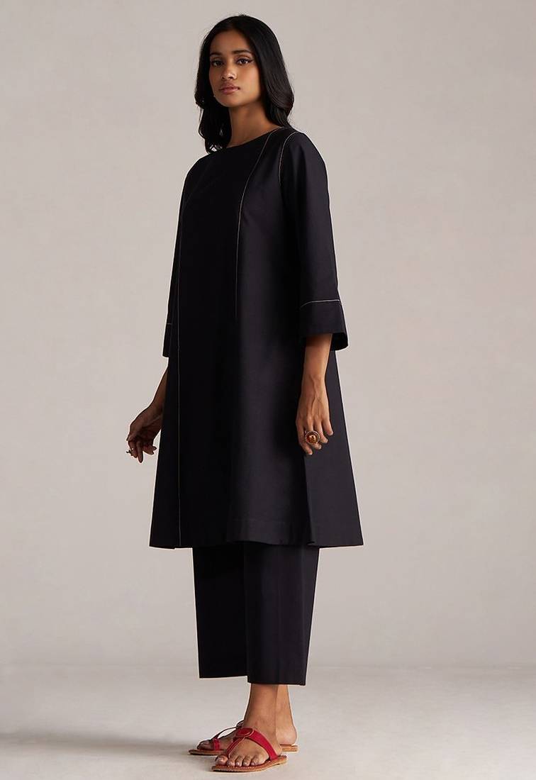 black cotton co-ord set with full sleeve style