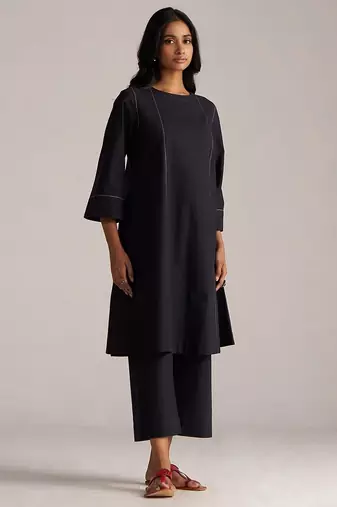 black cotton co-ord set with full sleeve style
