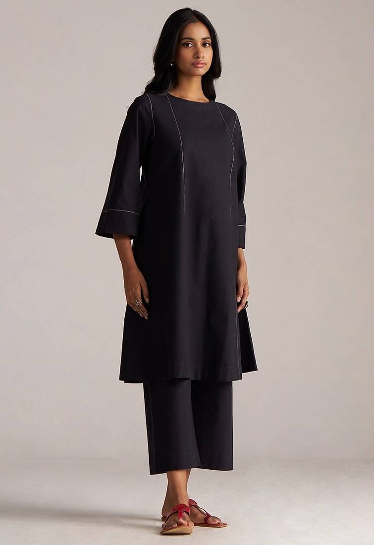 black cotton co-ord set with full sleeve style