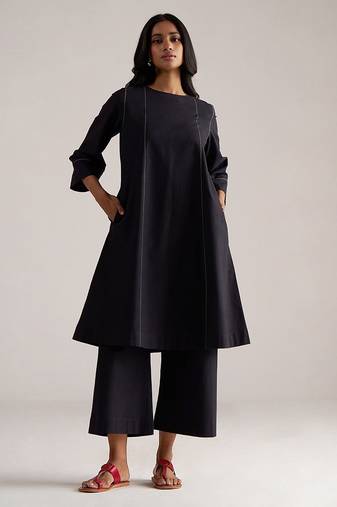 black cotton co-ord set with full sleeve style
