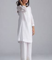 white cotton co-ord set with full sleeve style