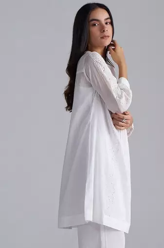 white cotton co-ord set with full sleeve style