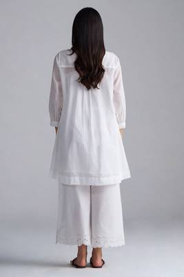 white cotton co-ord set with full sleeve style 4