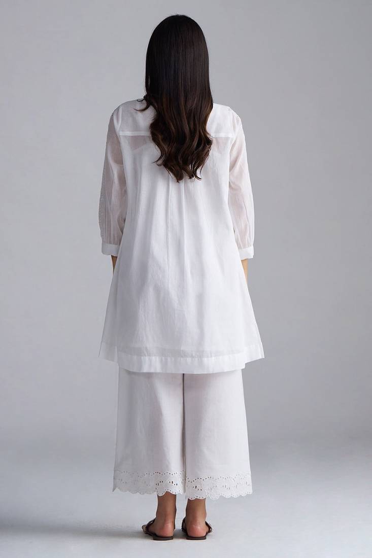 white cotton co-ord set with full sleeve style