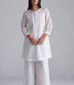 white cotton co-ord set with full sleeve style