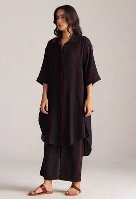 black viscose rayon co-ord set with full sleeve style 1